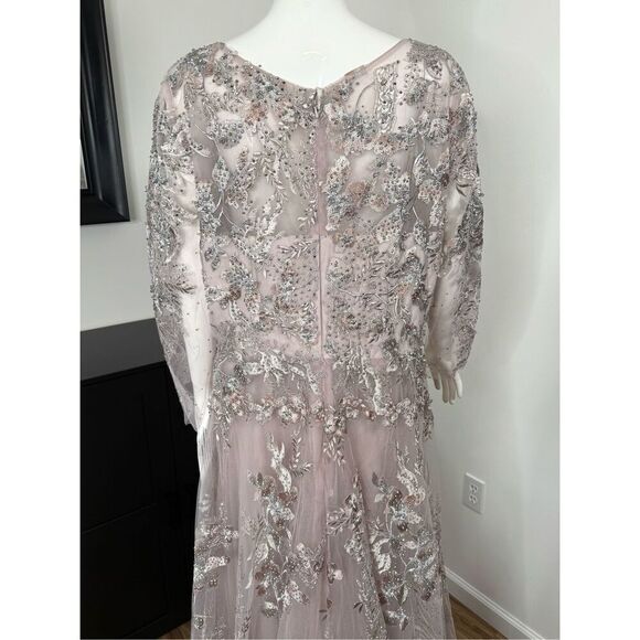 Mac Duggal 20255 Embroidered Lace Wrap Illusion A-Line Gown Lilac Size 16 - Picture 10 of 13